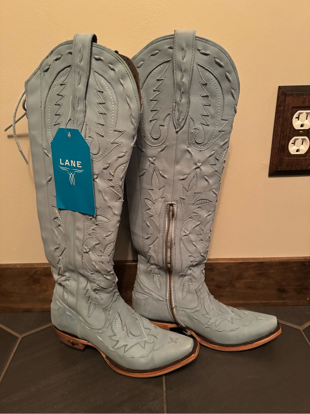 Lane Powder Blue Women's Corset Boots